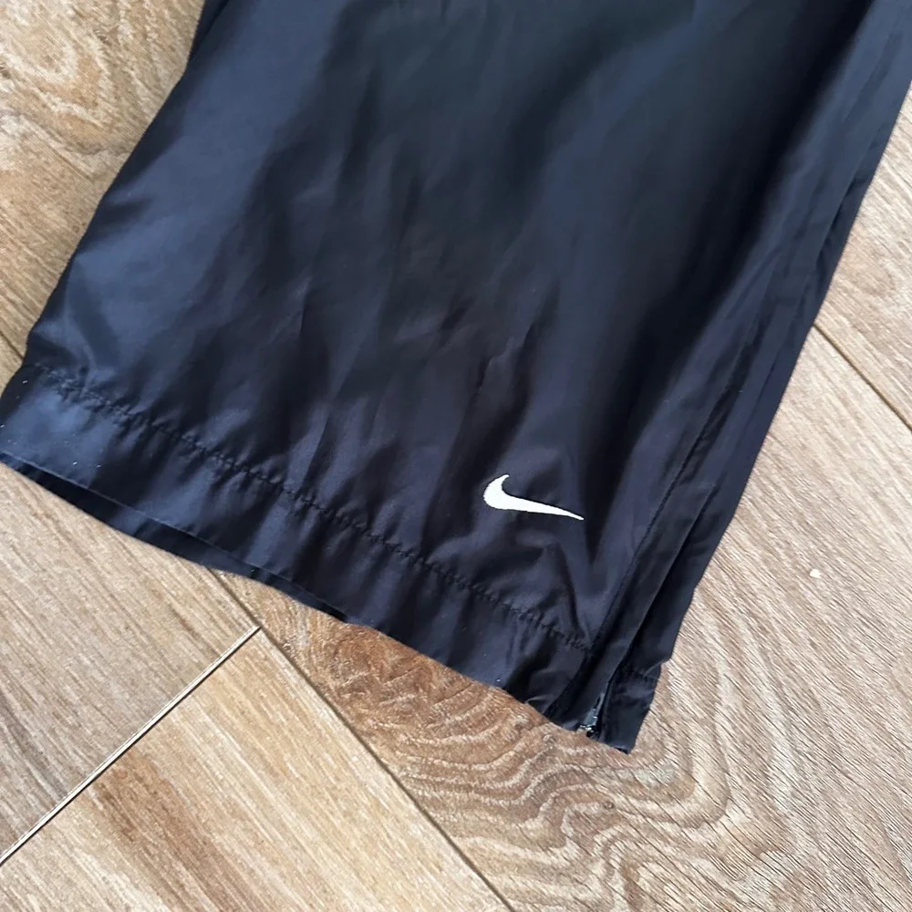 Nike Mens Windbreaker Track Pants Black Swoosh Logo Ankle Zip Medium